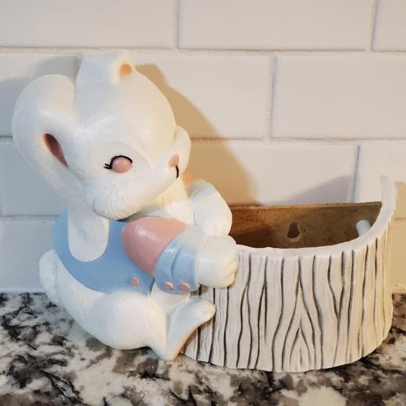 1990s Burwood Love Wall Decor and Wall Pockets Nursery Kids Decor Bunny Rabbits - Picture 3 of 6